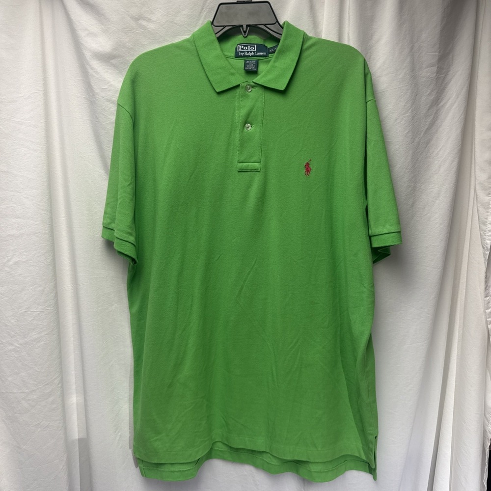 Polo Ralph Lauren Mens XL Classic Fit Green Short Sleeve Polo Shirt Pink Pony